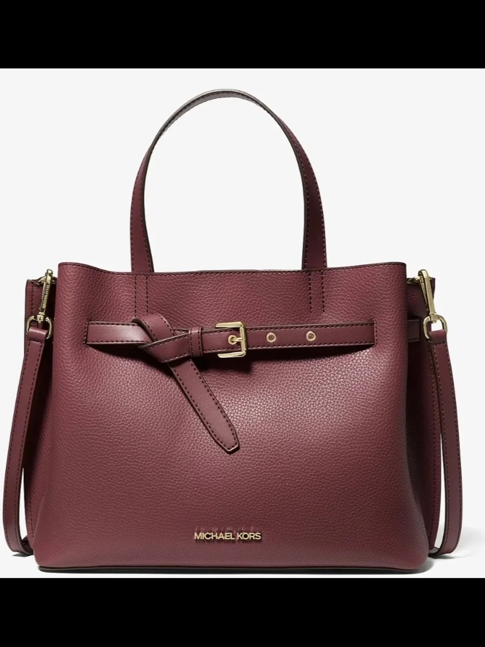 Michael Kors Burgundy Leather Satchel with Gold Hardware